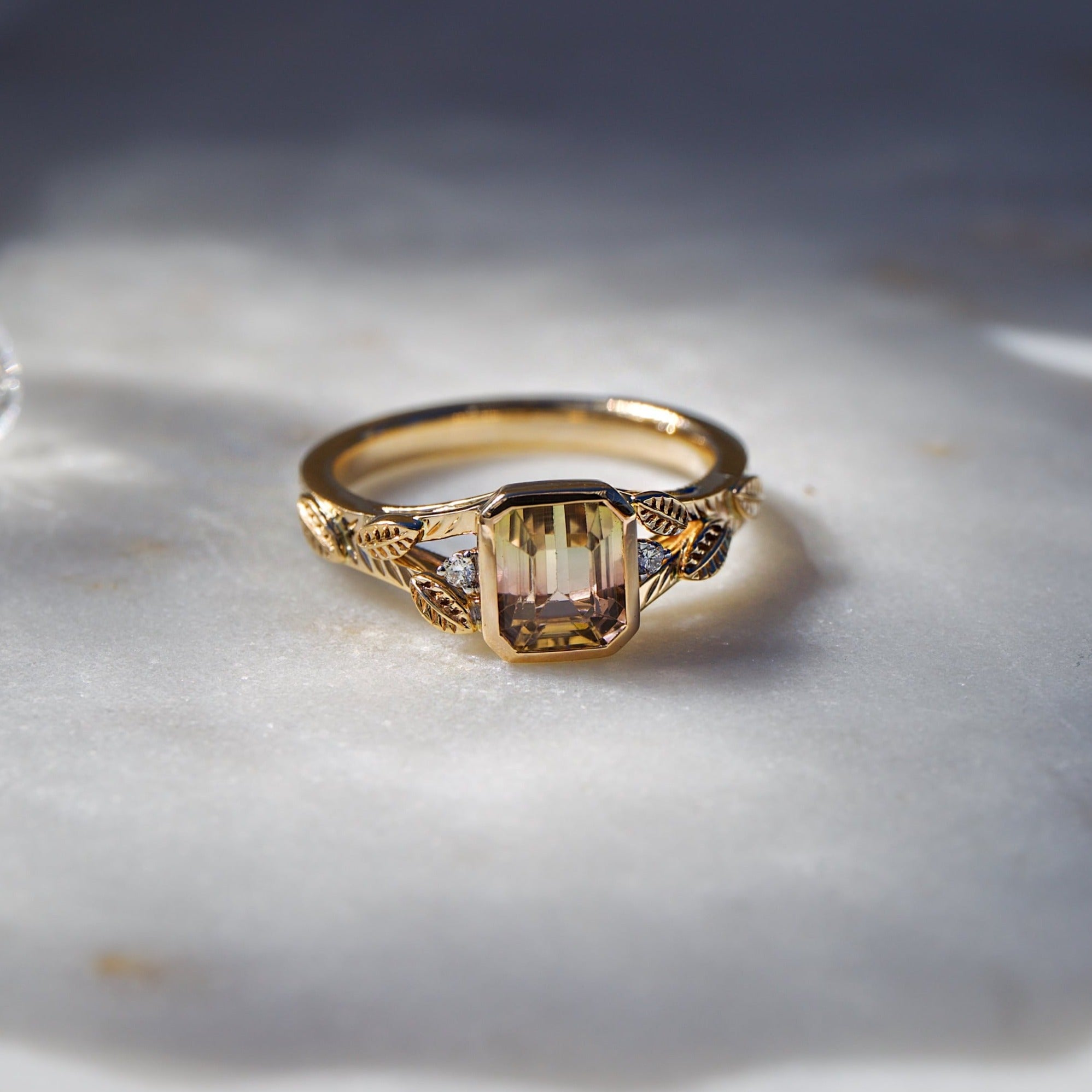 Floral Watermelon Tourmaline Ring