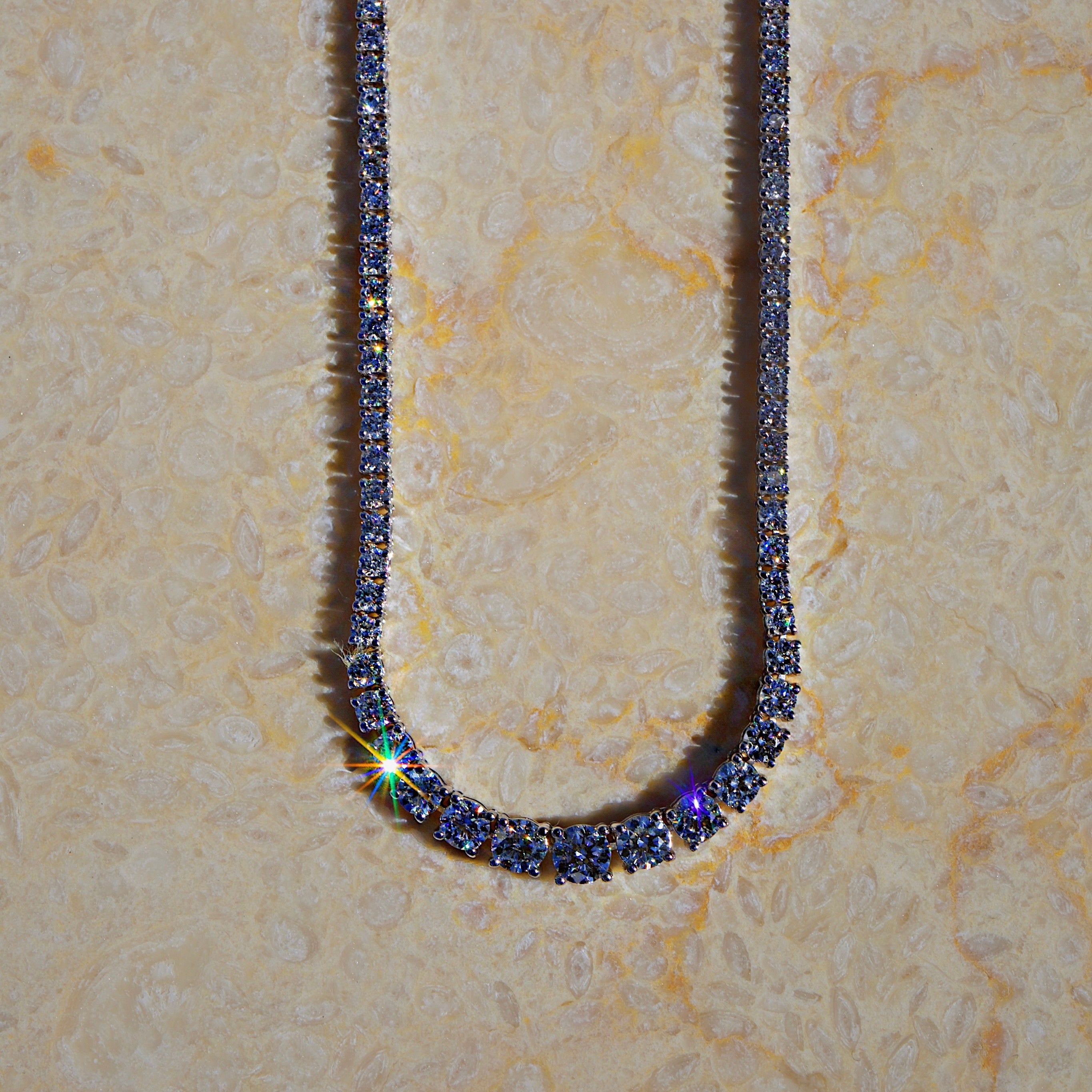 Graduating Diamond Tennis Necklace | 18CT White Gold