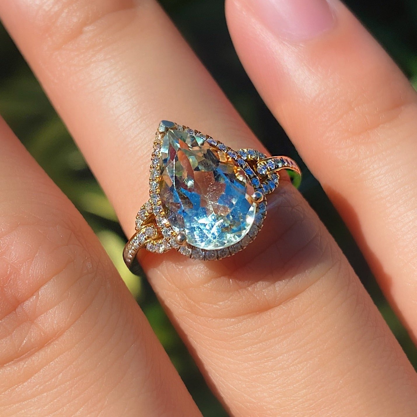 Green Amethyst Teardrop Ring