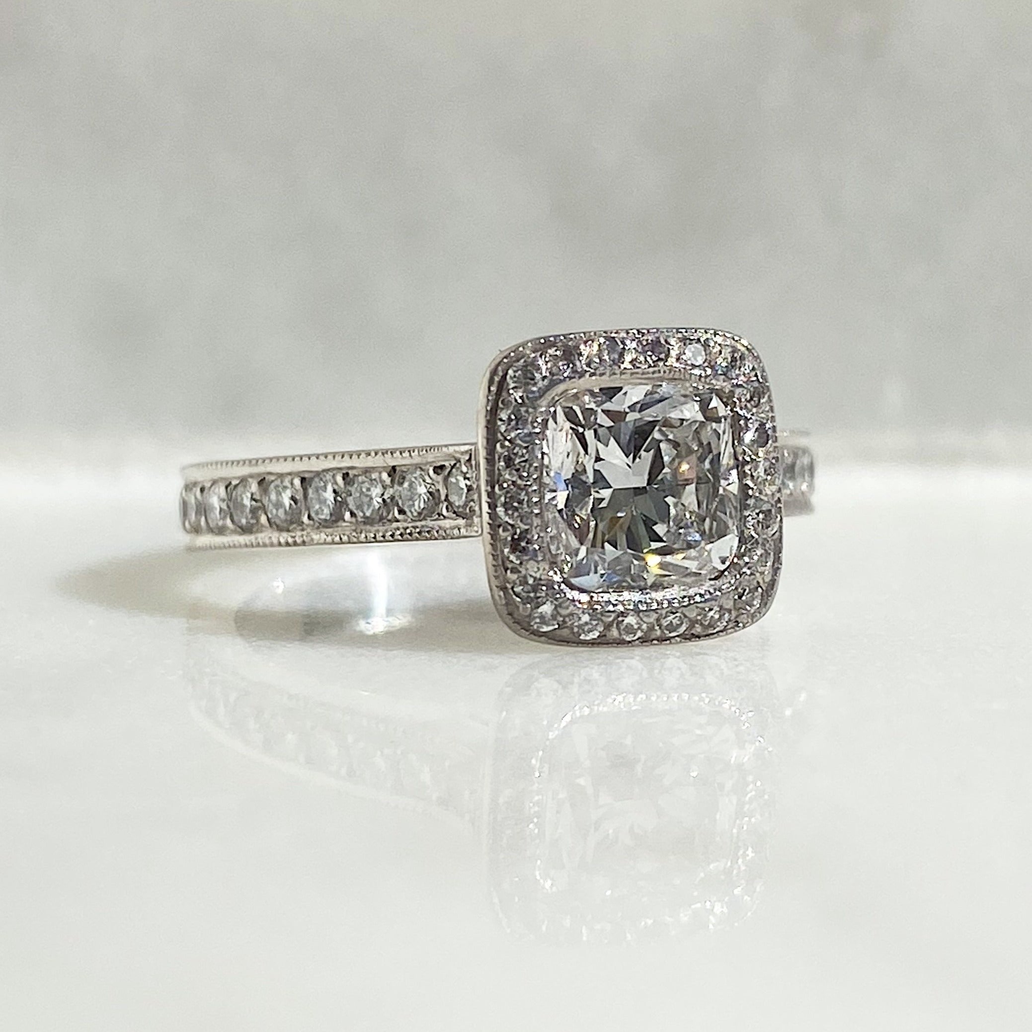 Carol Cushion Cut Diamond Ring 0.91ct E/VS2 GIA