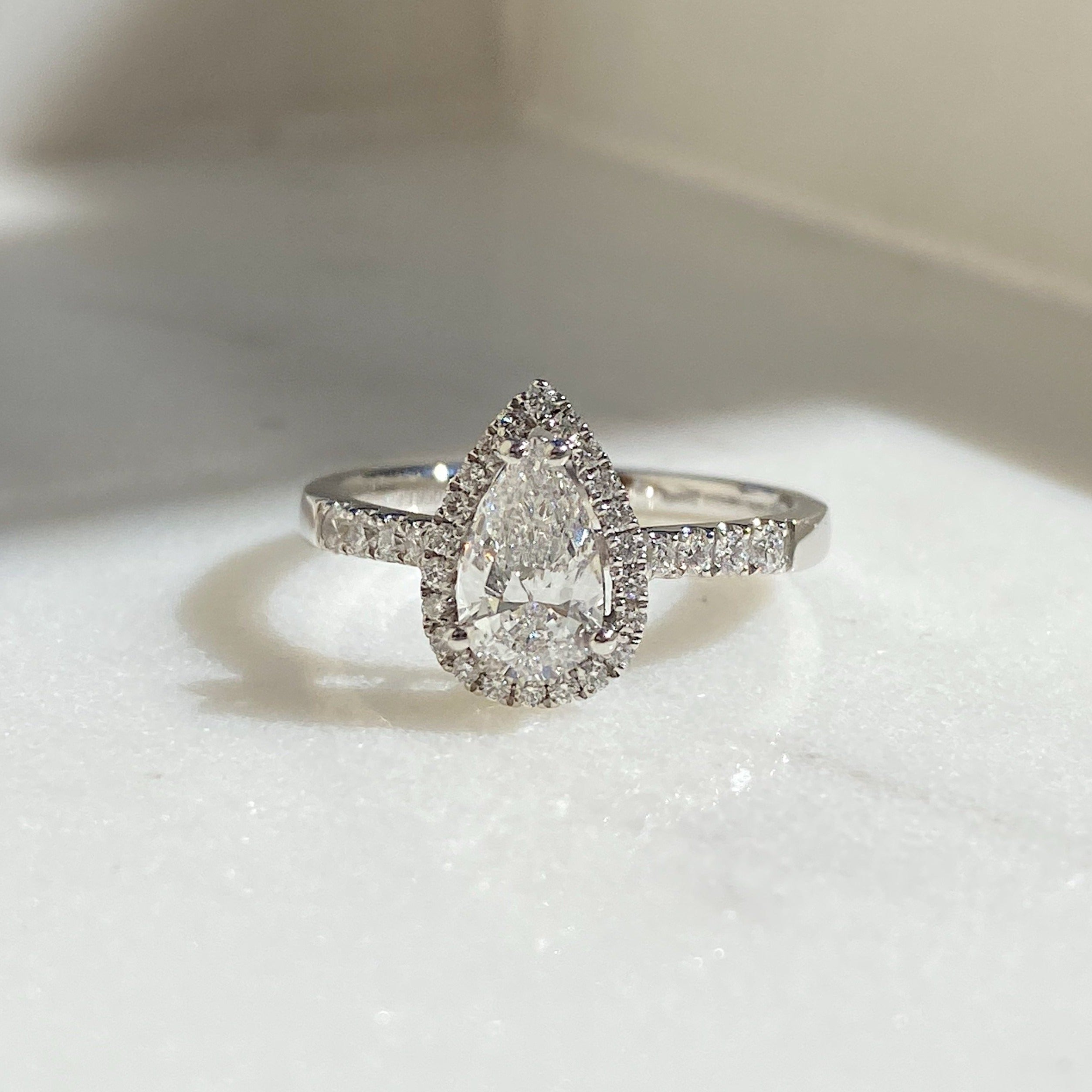 Pear Cut Diamond Ring 0.74ct E/SI GIA
