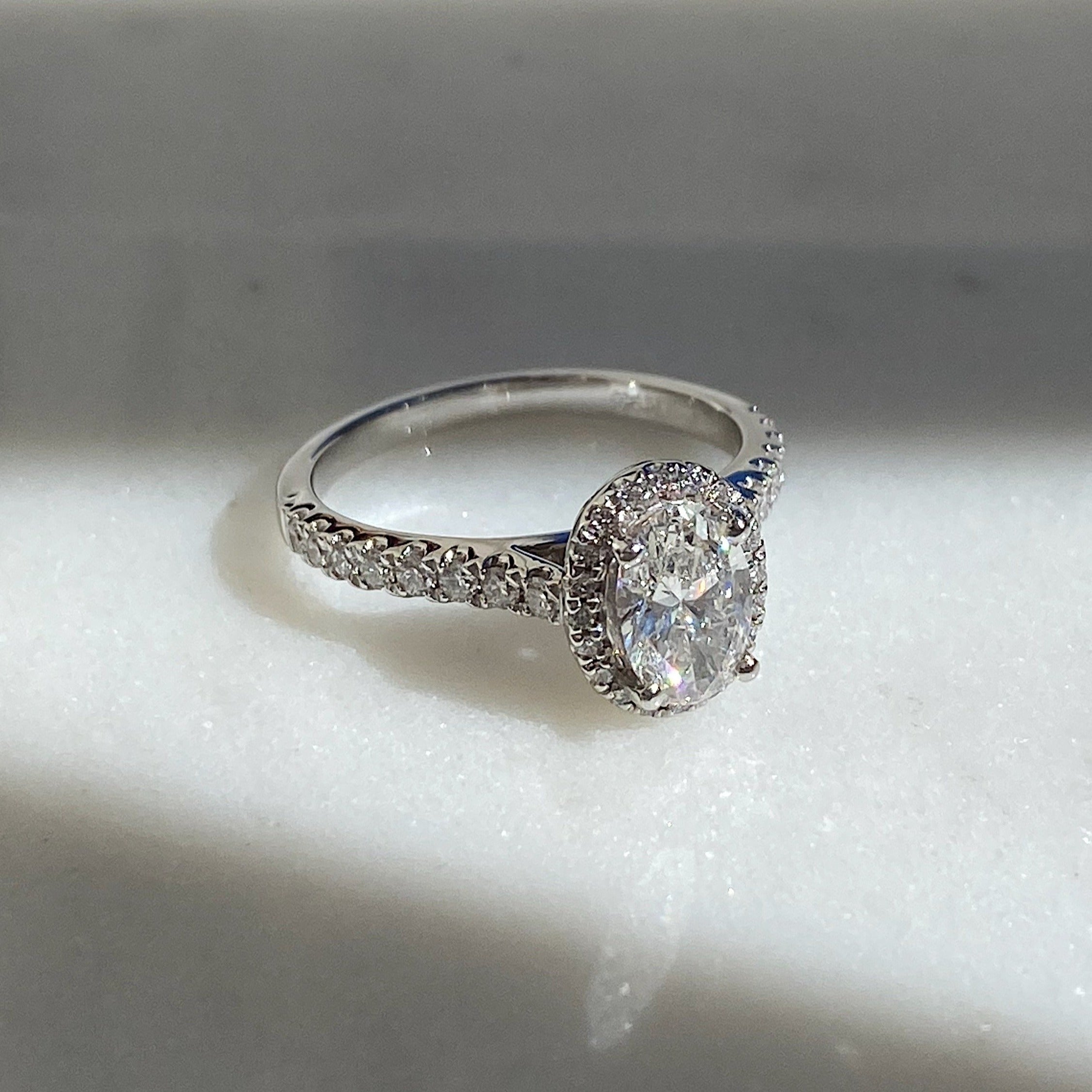 Oval Cut Diamond Ring 0.80ct F/SI GIA