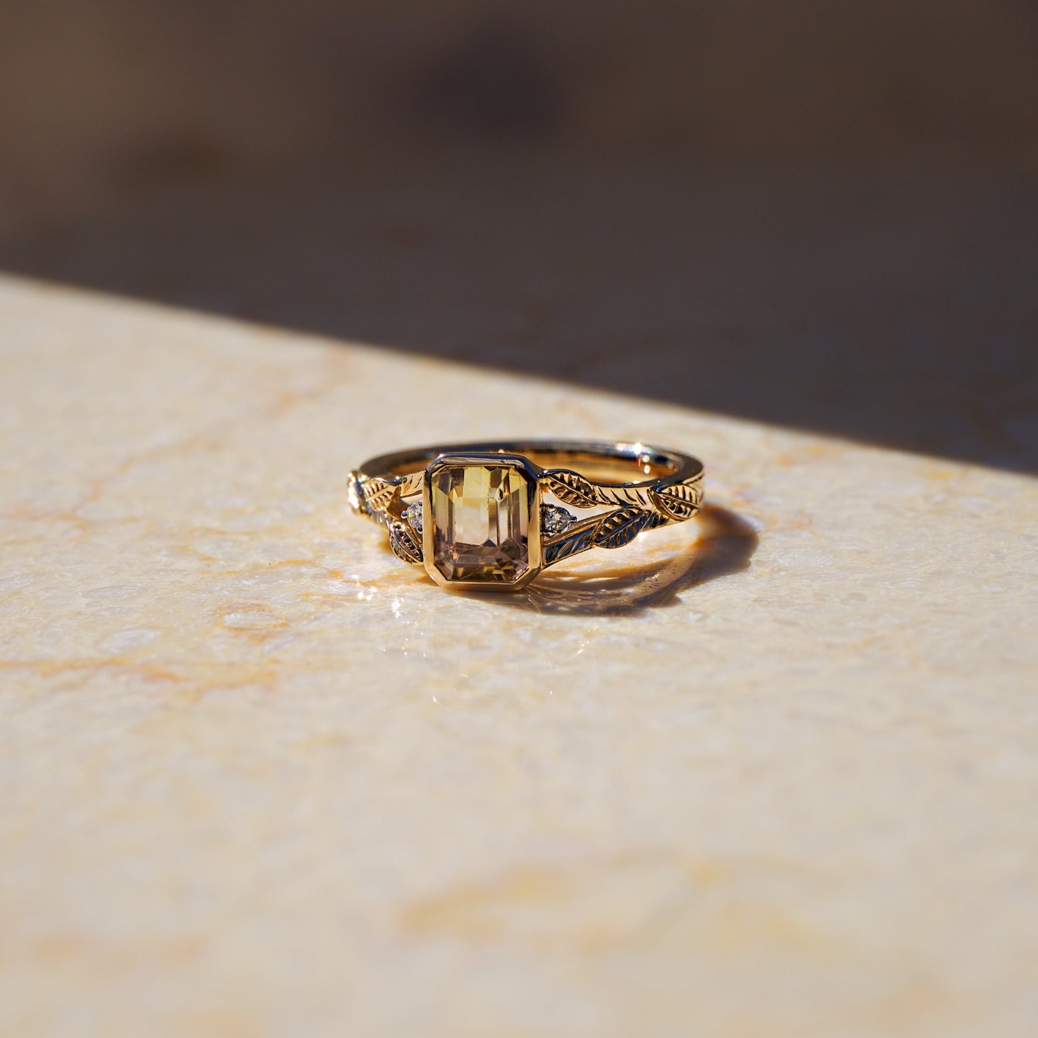 Floral Watermelon Tourmaline Ring