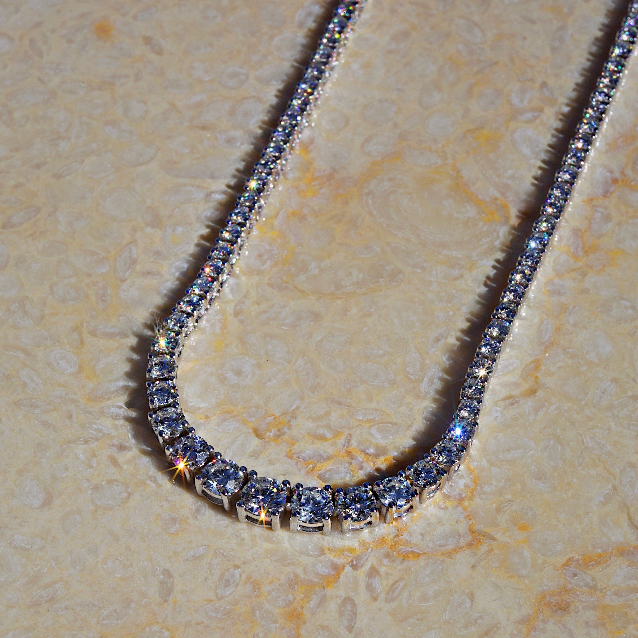 Graduating Diamond Tennis Necklace | 18CT White Gold