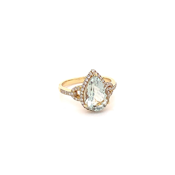 Green Amethyst Teardrop Ring