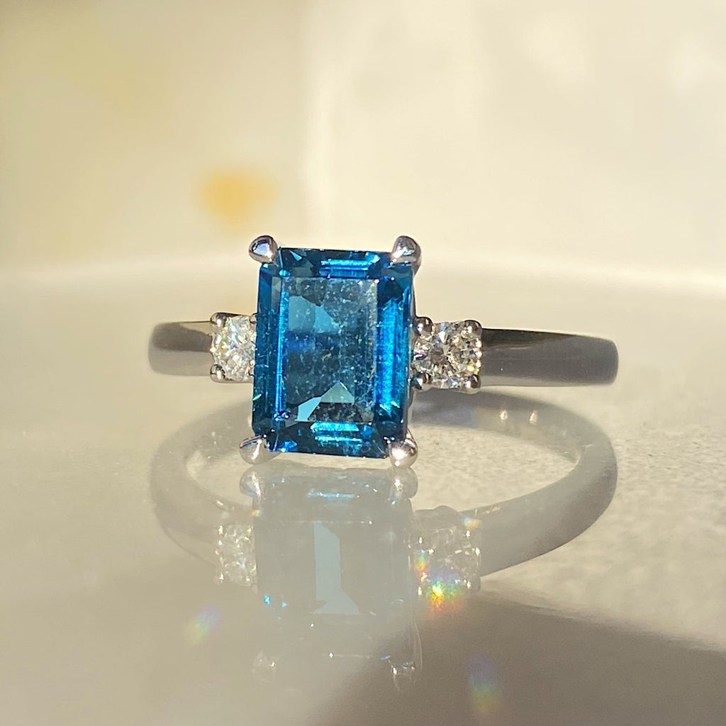 Princess cut blue topaz shop ring