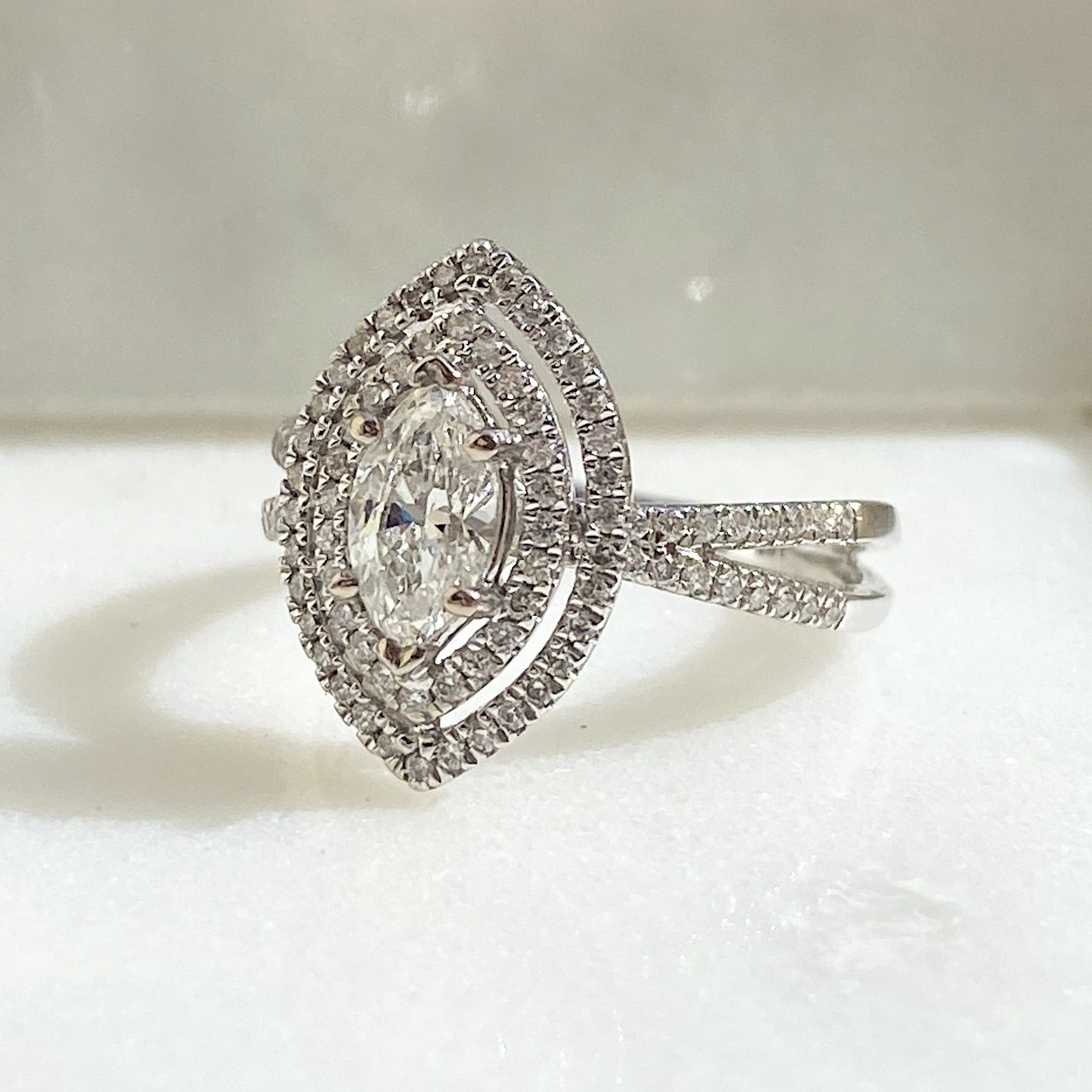 Elise Marquise Cut Diamond Ring 0.60ct F/VS2 GIA