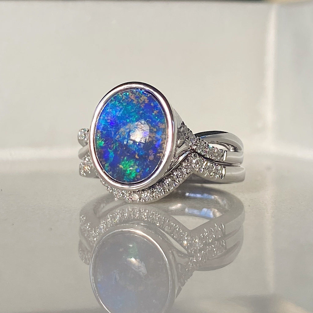 Claudia Opal Ring & Band Set