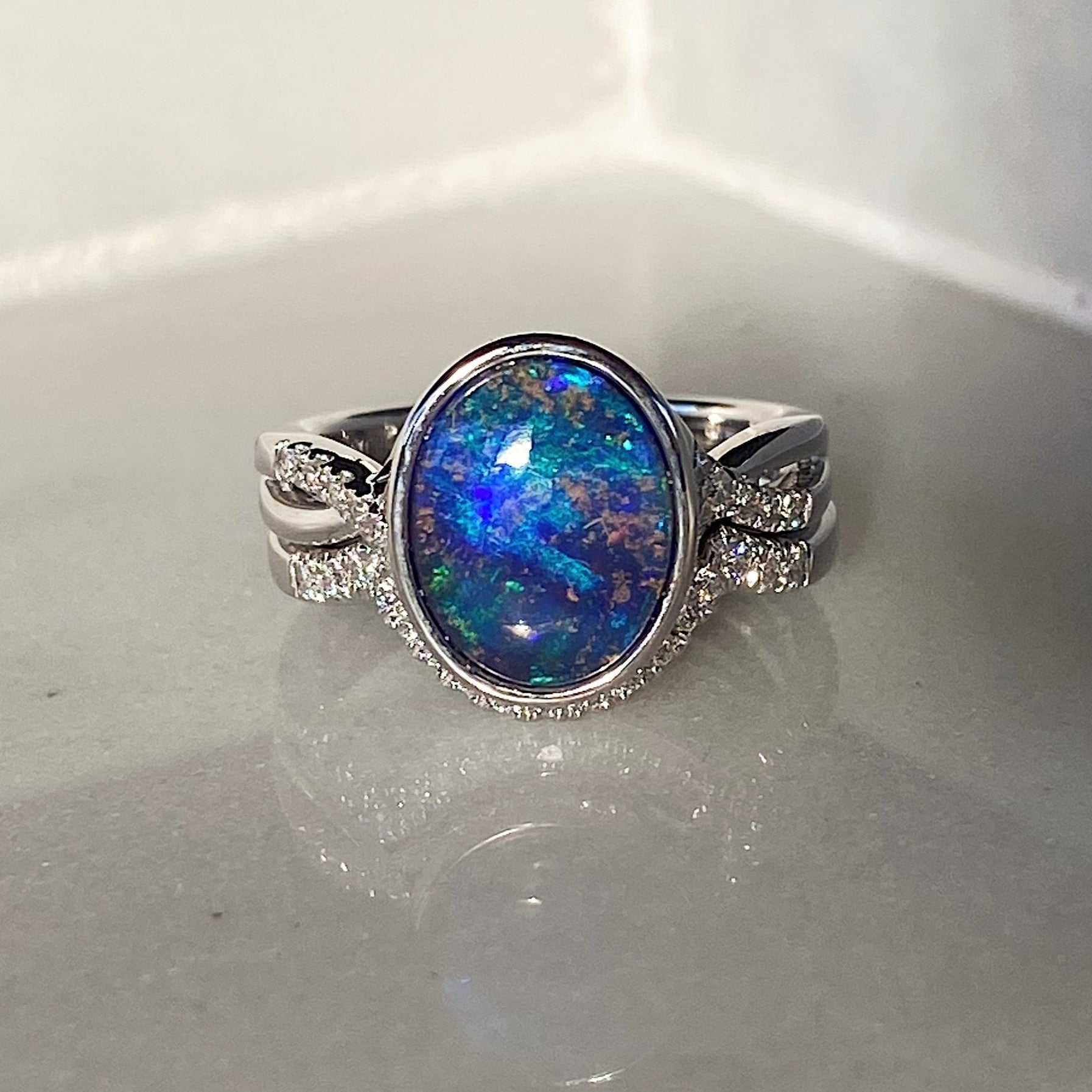 Claudia Opal Ring & Band Set