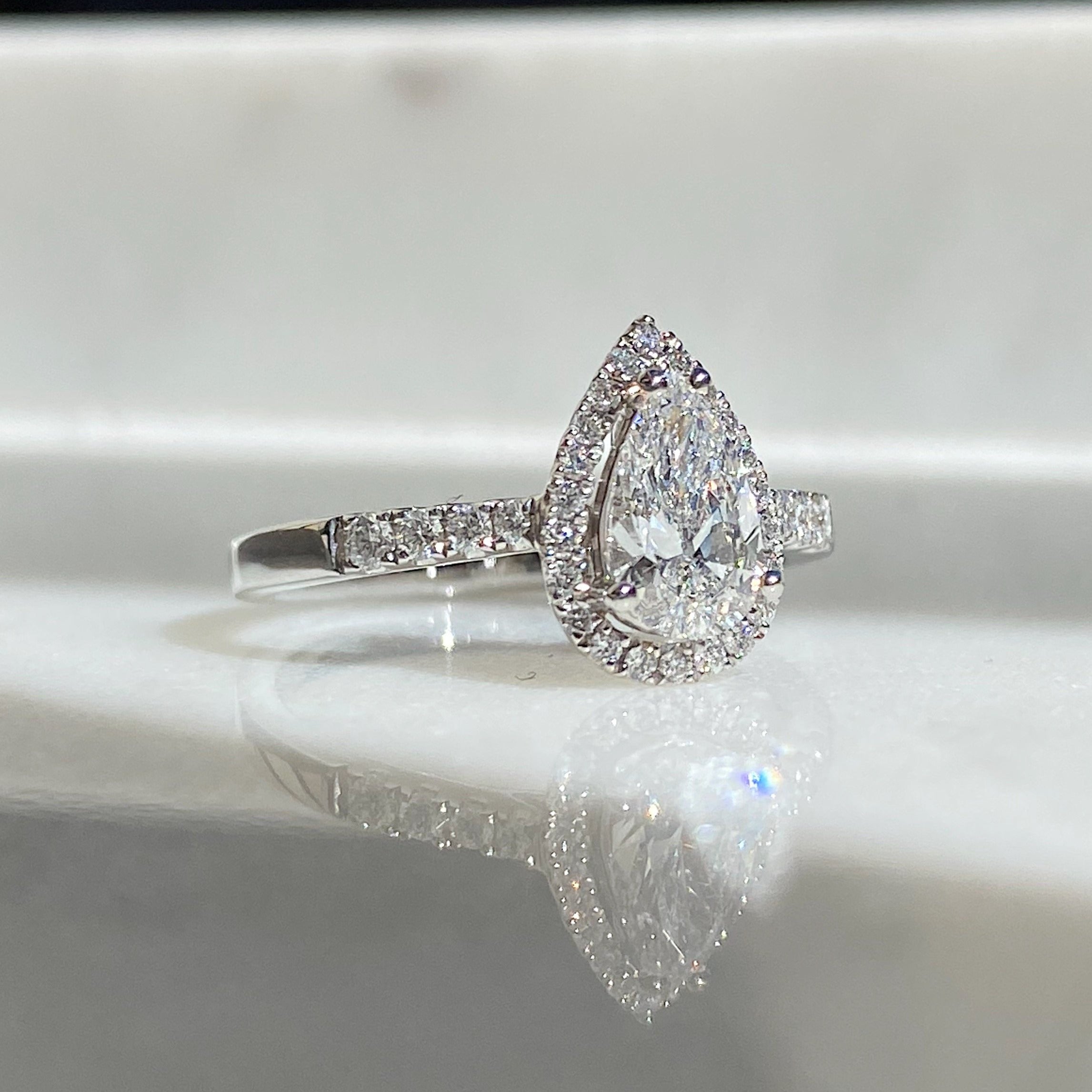 Pear Cut Diamond Ring 0.74ct E/SI GIA