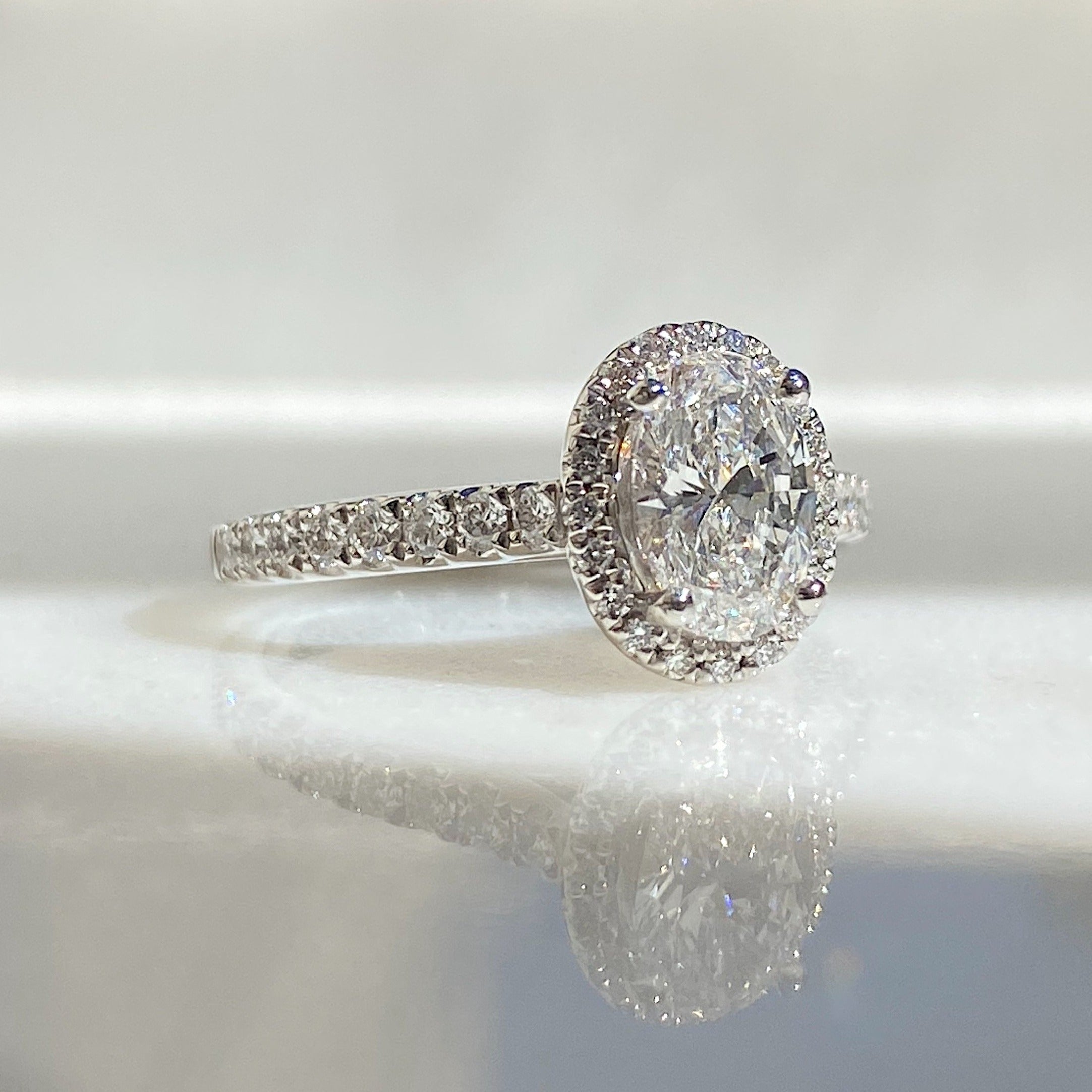 Oval Cut Diamond Ring 0.80ct F/SI GIA